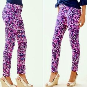LILLY PULITZER Kelly Skinny Ankle Pants‎ Swing Of Things In Navy/Pink Women’s 2
